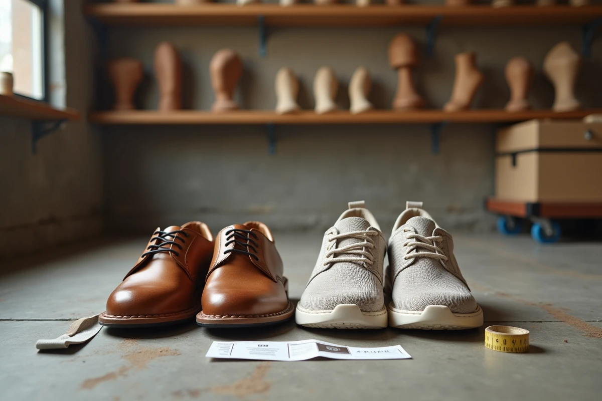 Comparaison de deux modèles de chaussures Sursell adaptées avec guide de pointure pour choisir la bonne paire