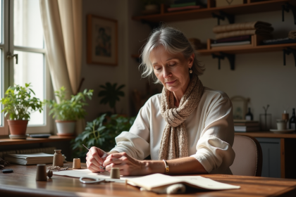 Femme française cousant dans un atelier parisien